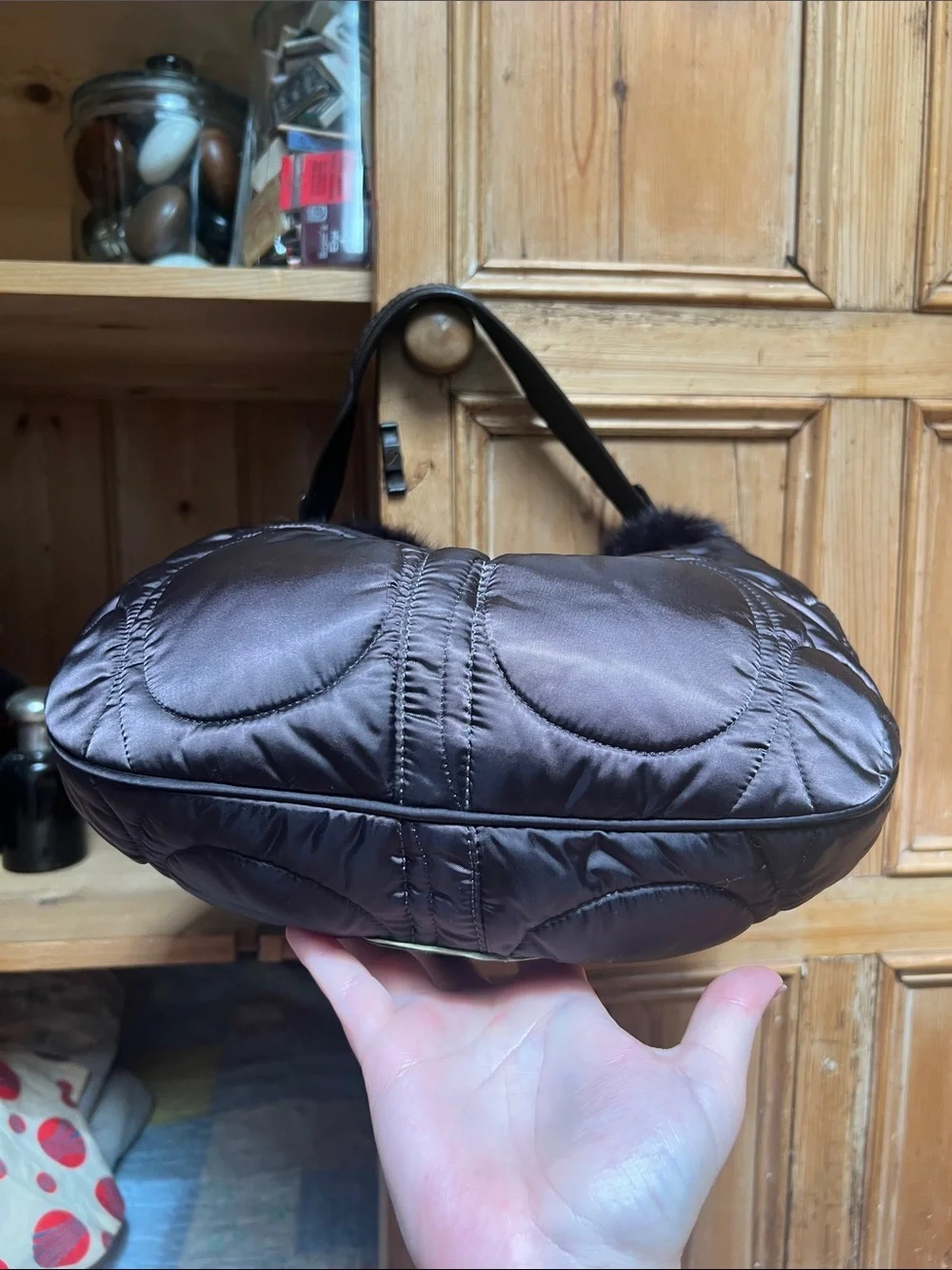 Coach 3587 SoHo Ski Hobo Nylon Rabbit Fur Bag